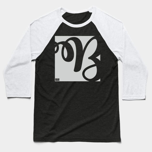Letter B Elegant Cursive Calligraphy Initial Monogram Baseball T-Shirt by porcodiseno